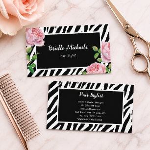 Carte De Visite Coiffeur Zebra Rose Glam