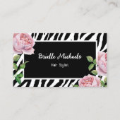 Carte De Visite Coiffeur Zebra Rose Glam (Devant)