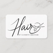 Carte De Visite Coiffeuse à script noir et blanc classique (Devant)