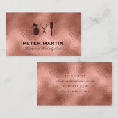 Carte De Visite Coiffeuse | Arrière - plan Rose Gold Foil (Devant / Derrière)