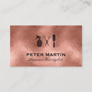 Carte De Visite Coiffeuse   Arrière - plan Rose Gold Foil