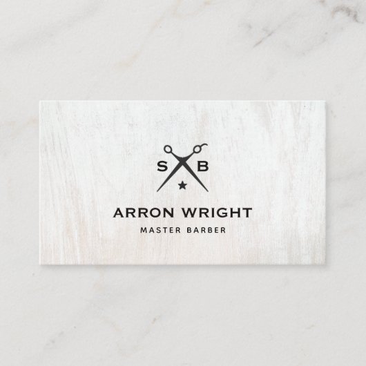 Carte De Visite Coiffeuse Barbier Monogramme Ciseaux Rendez-vous (Devant)