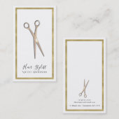 Carte De Visite Coiffeuse Bordure Dorée Minimale Or Rose (Devant / Derrière)