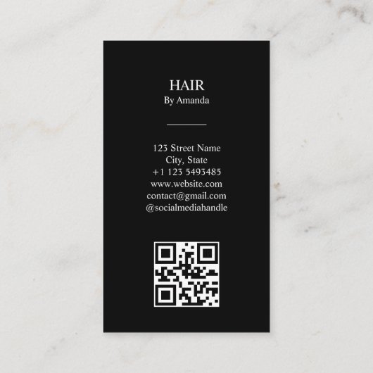 Carte De Visite Coiffeuse chic de luxe Beauté Salon Code QR (Dos)