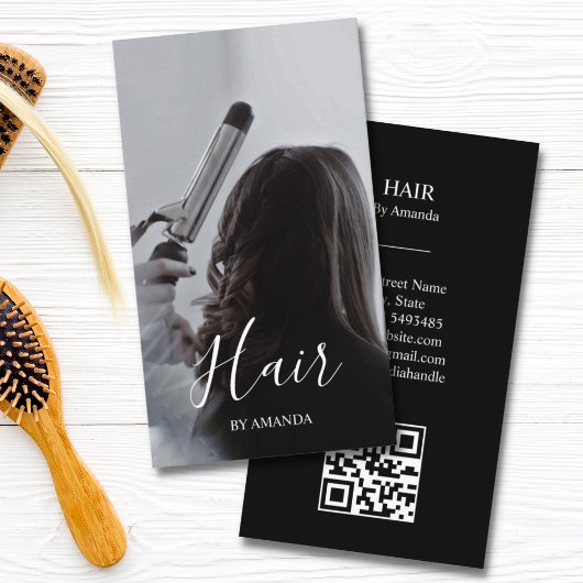 Carte De Visite Coiffeuse chic de luxe Beauté Salon Code QR