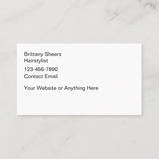 Carte De Visite Coiffeuse Classé Or Tone Glitzy Design (Dos)