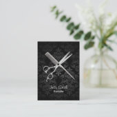 Carte De Visite Coiffeuse Classy Dark Damask Salon (Debout devant)