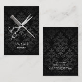 Carte De Visite Coiffeuse Classy Dark Damask Salon (Devant / Derrière)