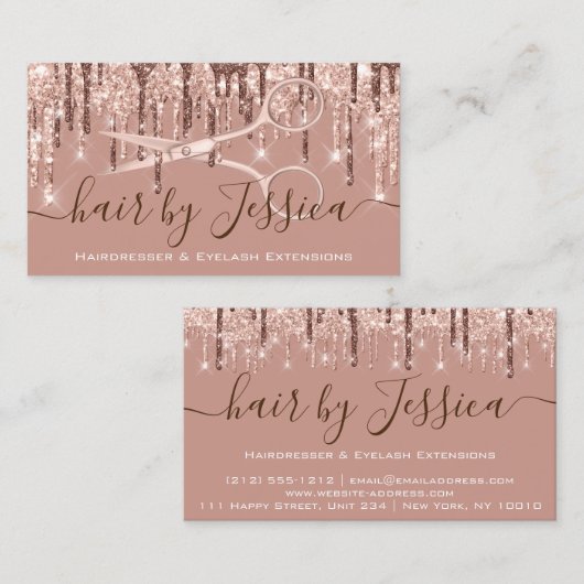 Carte De Visite Coiffeuse Coiffeuse ciseaux Rose Drives VIP (Devant / Derrière)