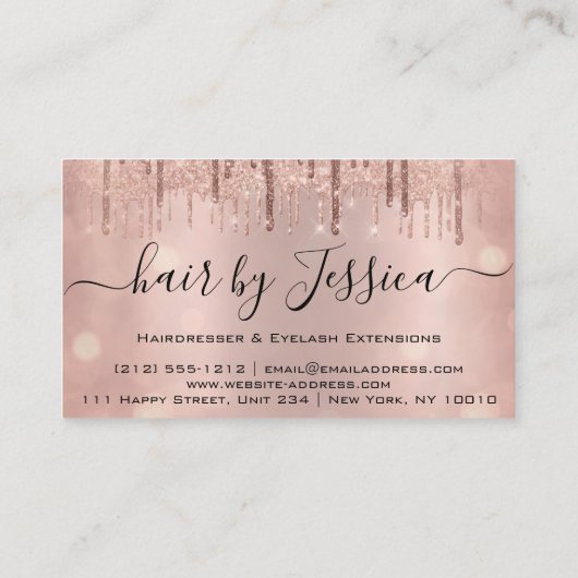 Carte De Visite Coiffeuse Coiffeuse Ciseaux Rose Gold VIP (Dos)