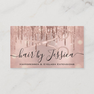 Carte De Visite Coiffeuse Coiffeuse Ciseaux Rose Gold VIP