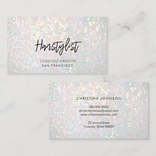 Carte De Visite coiffeuse de bokeh iridescente simulée (Devant / Derrière)