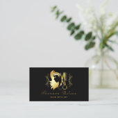 Carte De Visite Coiffeuse de luxe Gold & Black Outils de salon (Debout devant)