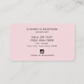 Carte De Visite Coiffeuse de style moderne et élégant rose pâle (Dos)