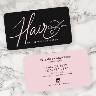 Carte De Visite Coiffeuse de style moderne et élégant rose pâle