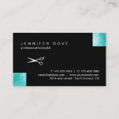 Carte De Visite Coiffeuse élégante de ciseaux bleus à la menthe (Dos)