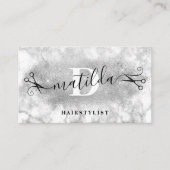 Carte De Visite Coiffeuse élégante en marbre argenté moderne (Devant)