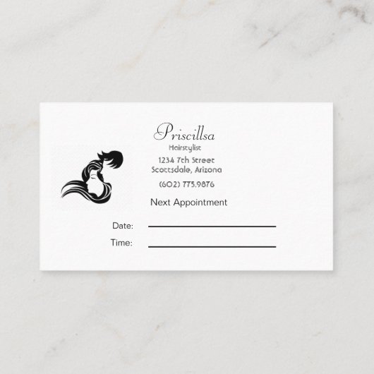 Carte De Visite Coiffeuse Elégante Noir & Or Design (Dos)