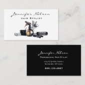 Carte De Visite Coiffeuse élégante tendance Salon Outils Beauté (Devant / Derrière)