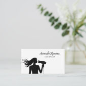 Carte De Visite Coiffeuse en silhouette pour femme noire et blanch (Debout devant)