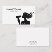 Carte De Visite Coiffeuse femme noire et blanche simple (Devant / Derrière)