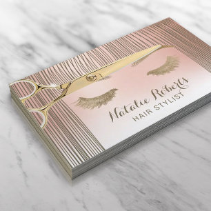 Carte De Visite Coiffeuse Fille de Beauté Rose Gold Pastel Salon