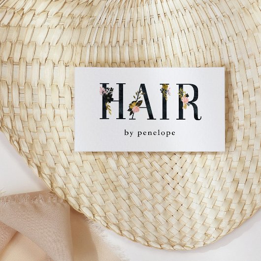 Carte De Visite Coiffeuse | Gold Blush Black Floral Typographie