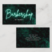 Carte De Visite Coiffeuse Green Neon Barbershop (Devant / Derrière)