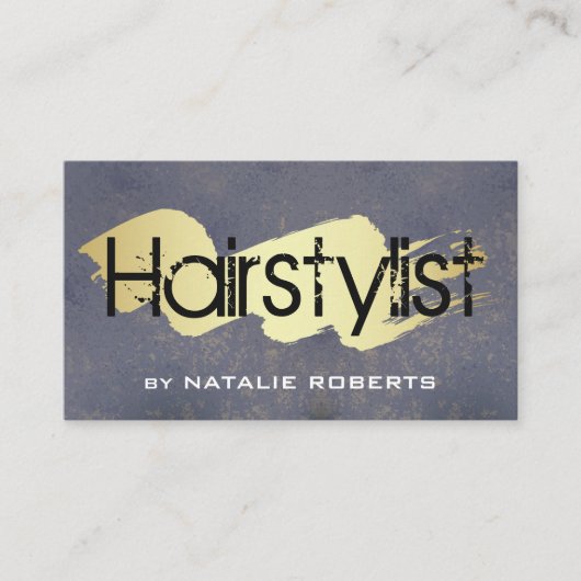 Carte De Visite Coiffeuse Grunge | Gold Scribble (Devant)