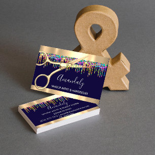 Carte De Visite Coiffeuse Holographe Drives Blue Navy