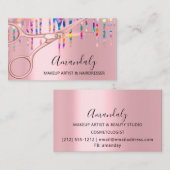 Carte De Visite Coiffeuse Holographe rose Ciseaux (Devant / Derrière)