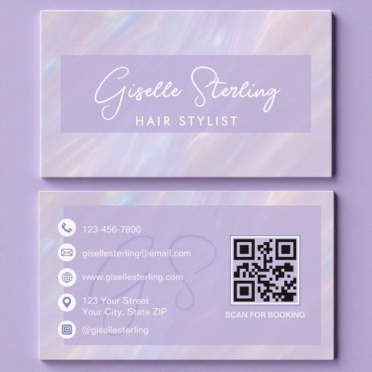 Carte De Visite Coiffeuse holographique pastel moderne