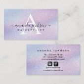 Carte De Visite Coiffeuse Holographique violet coiffeuse à huile (Devant / Derrière)