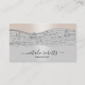 Carte De Visite Coiffeuse longue cheveux et ciseaux Salon d'argent (Devant)