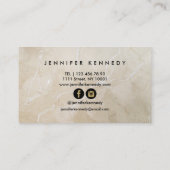 Carte De Visite Coiffeuse Marbre Beige Salon de Beauté Monogramme (Dos)