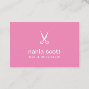 Carte De Visite Coiffeuse Mobile Ciseaux Rose Foncé UK/Euro