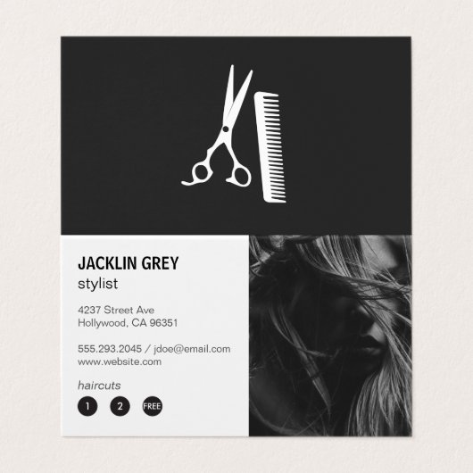 Carte De Visite Coiffeuse | Moderne (Extérieur déplié)