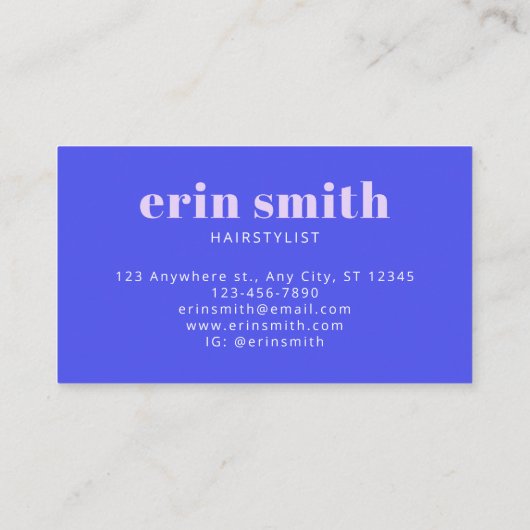 Carte De Visite Coiffeuse moderne bleu chic (Dos)