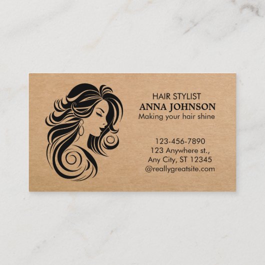 Carte De Visite Coiffeuse moderne simple Kraft noir (Dos)
