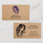 Carte De Visite Coiffeuse moderne simple Kraft noir (Devant / Derrière)