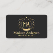 Carte De Visite Coiffeuse Monogram Witchor et noir (Devant)