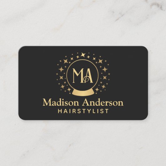 Carte De Visite Coiffeuse Monogram Witchor et noir (Devant)