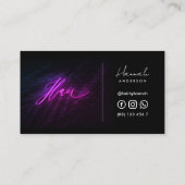 Carte De Visite Coiffeuse Neon Purple Script manuscrit (Dos)