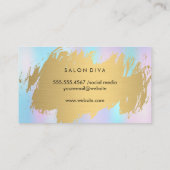 Carte De Visite Coiffeuse Or Brossé Pastel Gradient (Dos)
