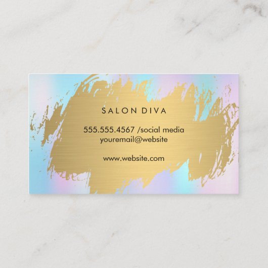 Carte De Visite Coiffeuse Or Brossé Pastel Gradient (Dos)