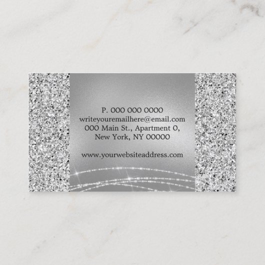 Carte De Visite Coiffeuse Parties scintillant Silver Luxe (Dos)