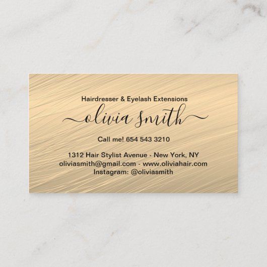 Carte De Visite Coiffeuse personnalisée et extensions Eyelash (Dos)