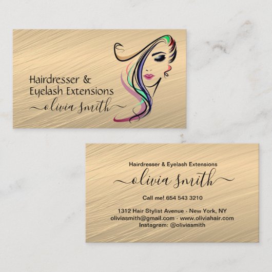 Carte De Visite Coiffeuse personnalisée et extensions Eyelash (Devant / Derrière)