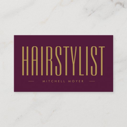 Carte De Visite Coiffeuse Professionnelle Bourgogne Et Or (Devant)