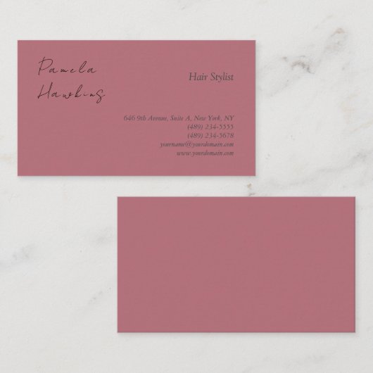 Carte De Visite Coiffeuse professionnelle couleur or rose clair (Devant / Derrière)